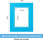 HOTUO 10 Pack Acid Free Colorful Picture Frame Mats, Pre-Cut 8x10 Picture Mats with Ivory Core Bevel Cut for 5x7 Photo, Signature Friendly 4 Ply Thickness Photo Mat for Frames (Colorful with V-Groove)