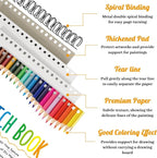 2 Pack Sketch Book with 36 Color Pencil Set, Spiral Kids Sketchbook for Drawing (68lb/100gsm), Acid-Free Sketch Pad for Kids Artist, Art Paper Drawing Supplies for Gifts (9×12 inch)