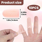 PAGOW 10pcs Gel Finger Cots/Covers, Silicone Finger Protector Support, Finger Caps Finger Sleeves Thumb Protector for Finger Cracking Trigger Finger Arthritis Pain Relief (Beige, Small)