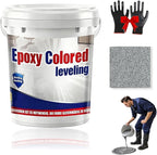 Epoxy Floor Paint, Epoxy Colored Sand Floor Paint, High-Gloss Marble Effect Self-Leveling Coating, Waterproof, Non-Slip, Ultra-Durable for Garage, Basement, Wood Floors (Sesame Gray,4.4 lb)