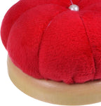 HARFINGTON Wooden Base Needle Pincushions Japanese Style Pin Cushions Round Pin Cushion Needle Holder for Sewing Quilting Needlework DIY Crafts, Red