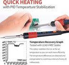 YIHUA 928D-III Soldering Iron,110W High Power, Fully Digital Display °F /°C- Temperature Control Soldering Tool, Accurate 194~896°F, with ON/OFF Switch, Iron Tip, Brass Wool, Automatic Sleep Mode