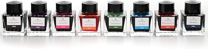 Dryden Designs Ink Bottle for Fountain Pen | Luxury Edition, Smooth Flow, Compact Designed 50ml Sunset Orange