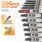 Nicpro 22PCS Metal Mechanical Pencil Set in Case, Art Drafting Pencil 0.5, 0.7, 0.9 mm & 2 PCS 2mm Mechanical Drawing Pencils with 396PCS Leads (4B 2B HB 2H Colored) for Drawing Writing Sketching