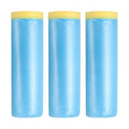 uxcell Pre-Taped Masking Film, 4.9ft x 66ft Plastic Paint Drop Cloth with Medium-Tack Painters Tape for Painting Spraying Protection Blue Film 3Pcs