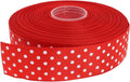 Polka Dot Grosgrain Ribbon 25 Yard Each Roll 100% Polyester (1", Red)