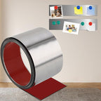 Self Adhesive Backing Metal Strip for Magnets, Flexible Ferrous Memo Tapes Roll for Bulletin Boards in Studio, Office, School (Glossy Silver, 118''L x 4.72''W)