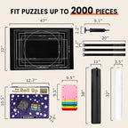Jigsaw Puzzle Mat Roll Up - 2000 1500 1000 500 Pieces Puzzel Matte, Black Roll-Up Puzzles Mats Felt Save Trays for Sorting Table Board Clear Sheets, Frame Keeper Storage Accessories for Adults