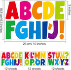Bemeol Letter Stickers 432 Pieces 36 Sheets Bulletin Board Letters 3 Inch Classroom Alphabet Poster Board Letter for Bulletin Board Display School Decor(Colorful)
