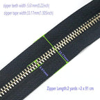 #5 Antique Brass Metal Zippers by The Yard Bulk 2 Yards Black Tape with 10 pcs Sliders Handmade Zipper for Sewing Craft Bag Backpack, Wallets, Purses Leekayer