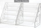 Card Display Stand set of 2, Clear 5-Tiered Shelf For Greeting Card, Stickers, Postcard, Sports Graded Card, Football Baseball Basketball Cards, Table Top Holder Display Rack For Psa Slabs (2 Pack)