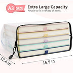 Umriox Zipper Pouch, 16.9x12.4 in (12 Colors, 12 Packs), Extra Large Mesh Bags, Waterproof Zipper Pouches for Office Supplies, Puzzles, Board Game Storage & Cross Stitch Projects