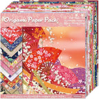 Square Origami Paper 6x6 Double Sided 50 Sheets 50 Colors 70GSM Origami Kit Japanese Chiyo Easy Fold Arts Crafts DIY Handwork Beginner Oriental Cherry