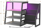 AV Media Stand with Outlets, Stereo Stands and Racks with Vinyl Storage, Stereo Stand with Record Storage, Audio Stereo Rack Cabinet, Turntable Console Stand with LED lights, 4 Tiers, Walnut Grey