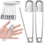 Juexica 15 Pcs 5 Inch Jumbo Stainless Steel Safety Pins Large Heavy Duty Huge Strong Laundry Pins for Upholstery Sewing Quilting Key Rings Craft Outdoor (Silver)