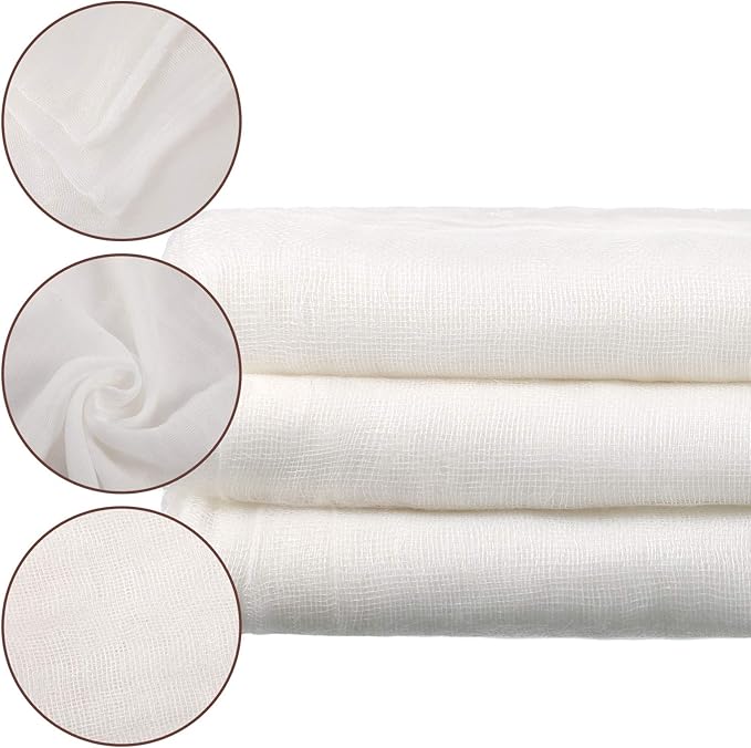 Cheesecloth, Reusable and Breathable, Unbleached Cotton Fine Mesh Weave Cheesecloth, Use for Cooking, Straining, Filtering, Baking (White, Grade 50-Large 252 Sq Feet)
