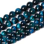 120PCS 6mm Blue Tiger Eye Gemstone Loose Beads Natural Round Loose Stone Beads for Jewelry Making DIY Bracelet Necklace Earrings 2 Strand 32"