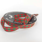Micomon X'Mas Gingham Ribbon Green Red Metallic Gingham Ribbon 25 Yards Each Roll 100% Polyester (3/8",RedGreenGold)