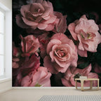 wall26 Removable Wall Sticker/Wall Mural Close Up Dark Rose Flower Blossoms Nature Wilderness Photography Decorative Botanical Relax/Calm Floral for Living Room, Bedroom, Office - 120x192 inches