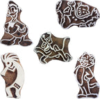 Royal Kraft Figure Wooden Printing Stamps (Set of 5) - DIY Henna Fabric Textile Paper Clay Pottery Blocks Htag2202