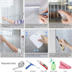 HIDBEA 3D Decorative Window Privacy Film Non-Adhesive Heat Control UV Blocking Static Cling Removable Vinyl Glass Tint for Home and Office, 35.4 inches x 32.8 feet, Mosaic Patterns