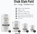 Chalky Chicks All-in-One Chalk Paint for Furniture or Cabinet - 4 Fl Oz - Matte Finish CottonTail White for Metal, Wood Furniture Paint - No Sanding All-in-One for Home Decor & Crafts, USA Made