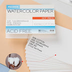 MEEDEN Watercolor Paper Block, 100% Cotton Watercolor Paper Pad of 20 Sheets, 140lb/300gsm, Acid-Free Art Paper for Watercolor, Gouache, Ink and More, 5" x 7" Hot Press