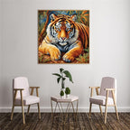 51buyoutgo 11CT Stamped Cross Stitch Kits for Adults - 18x18 in Beginner Embroidery Kit with Easy Funny Washable Animal Tiger Pattern, Pre Printed Fabric for DIY Home Decor, Gifts & Stress Relief