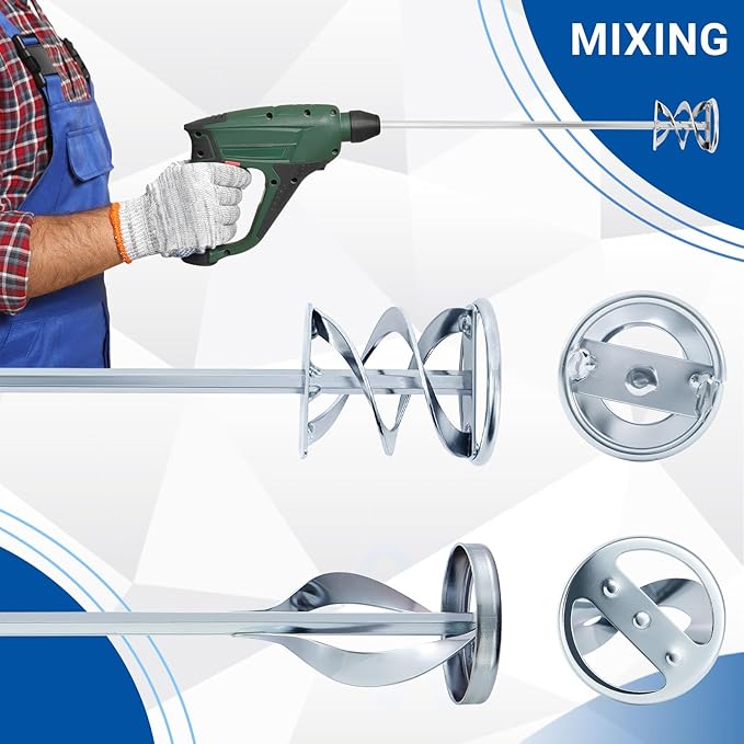 Set of 2 Paint Mixer for Drill Painting Mixer Stirrer Drill Attachment, 15.7" Mixing Paddles and 2.3" Mixing Impeller, Mix 1 to 3 Gallons of Paint, Resin, Concrete, and More