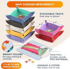 Newverest All-You-Need Puzzle Set: 8 Puzzle Sorting Trays for up to 2000 Pieces, 6 Glue Sheets, 1 Large Scraper & 2 Adhesive Hangers in Gift-Ready Packaging – Must-Have Saver Kit for Puzzle Lovers