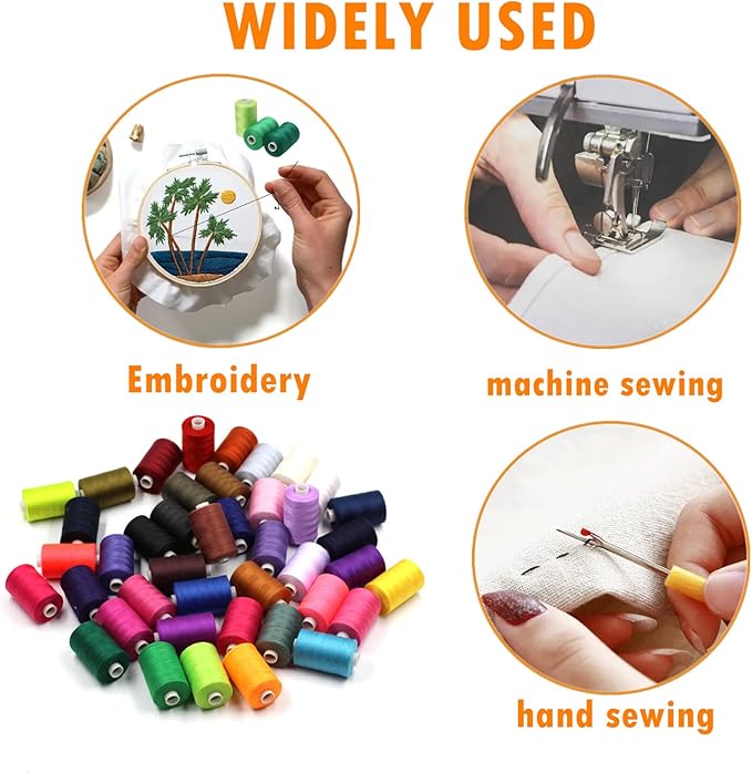 Simthread All Purpose Sewing Thread, 10 Spool (5 White+ 5 Black) 1000 Yards Each Bobbin Polyester Thread for Sewing, Handy Polyester Sewing Threads for Sewing Machine - (White and Black Series)
