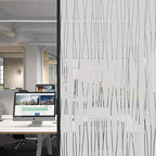 Finnez Window Privacy Film Decorative Frosted Window Cling Privacy Film for Glass, Non-Adhesive Heat Anti-UV for Home Office Living Room, Irregular Stripe Patterns, 23.6 x 78.7 Inches