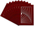 Pack of 25 Acid Free 8x10 Mats Bevel Cut for 6x8 Photos - Bright Red Suede Precut Matboards For Pictures, Photos, Framing - 4-ply Thickness