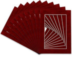 Pack of TEN 11x14 Mats Bevel Cut for 8.5x11 Photos - Acid Free Bright Red Suede Precut Matboards For Pictures, Photos, Framing - 4-ply Thickness