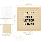 PATIKIL Felt Letter Board, 10x10Inches Khaki Wooden Changeable Message Board with Storage Bag Stand for Kitchen Menu Classroom Farmhouse Decor Notes, White Letter