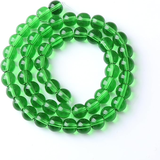 38pcs 10mm Smooth Green Crystal Glass Quartz Beads Round Loose Beads for Jewelry Making DIY Bracelet Necklace 15" Energy Healing Power Stone Beads (10mm, Green Crystal Glass)