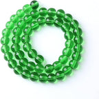 38pcs 10mm Smooth Green Crystal Glass Quartz Beads Round Loose Beads for Jewelry Making DIY Bracelet Necklace 15" Energy Healing Power Stone Beads (10mm, Green Crystal Glass)