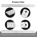 Architectural Scale Ruler Set, 2 Pack 12 Inch Aluminum Architect Ruler with Standard Metal Ruler, Imperial Architect Triangular Ruler with Etching for Architects, Engineers, Students and Draftsman