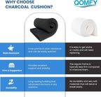 QOMFY 6" Height x 12" Width x 48" Length Charcoal Upholstery Foam Sheet | Made in USA | Multi-Purpose Foam for Upholstery, DIY, Packaging & Acoustic Projects