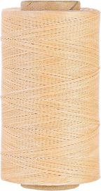 Sturdy Bonded Waxed Polyester Thread, 0.55mm, 437 Yards Wax String Cord - Beige for Leather, Hand Sewing, Stitching, Beading, Bookbinding, Bracelets and Macrame Jewelry Making