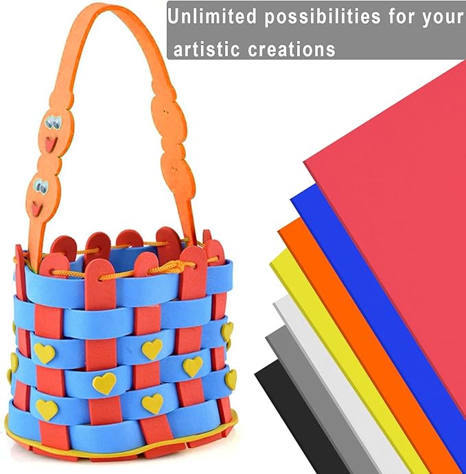QIDIWIN EVA Foam Craft Sheets - 9x12 Inch 2mm Thick Versatile Non-Adhesive Foam for DIY, Cosplay, Scrapbooking, Classroom Projects - Durable, Flexible, Perfect for Crafting, 12 Pack(Yellow)