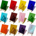 ILLUCKAI 12 Sheets Rainbow Transparent Stained Glass Sheet, 4 x 6 inch Cathedral Art Glass Supplies for Stained Glass Projects and Mosaic Making Crafts