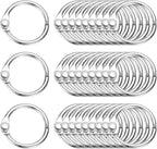 PATIKIL 0.6" x 0.8" Loose Leaf Binder Rings, 30 Pcs Metal Book Rings Nickel Keychain Ring for Paper Index Cards Flash Card Notebook Rings Office Home Book Binder, Silver Tone