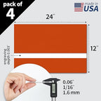 Trotec TroLase | 12"x24"x1/16", 4 Pcs | Orange/White | 2 Ply | Modified Acrylic | Laser Engraving Double Color Plastic Sheet | Engraving Blanks for Laser, Saw, Guillotine | Made in USA