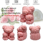Bowtie Rose Bear Candle Mold - Resin Candle Making Molds, Epoxy Resin Silicone Molds for DIY Candle, Mother's Day Gifts, Birthday Gifts,Home Decor(Bow Tie Bear Extra Large)