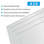 4PCS 4"x8"x1/32 Stainless Steel Metal Plates for Magnetic Mount Board Wall,Tickness 0.8mm 430 Stainless Steel Shim Stock Plates for Crafting, Kitchen, Office