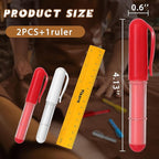 Fabric Chalk Markers for Sewing,Quilting,Crafting|Erasable Tailor Chalk|Work on Various Fabrics|Dosing Wheel Drawing Precise Line(2pk Red,White professional tailors chalks pencil&1Ruler)