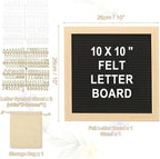 PATIKIL Felt Letter Board, 10x10Inches Black Wooden Changeable Message Board with Storage Bag Stand for Kitchen Menu Classroom Farmhouse Decor Notes, White Bronze Letter
