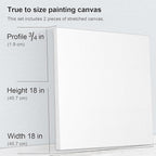 PHOENIX 18x18 Inch 2 Pack Artist Canvas - Large Square Stretched Canvases for Painting - 3/4 Inch Profile, 100% Cotton 11 Oz. Gesso Primed White Blank Professional Canvas Oil & Acrylic Paints