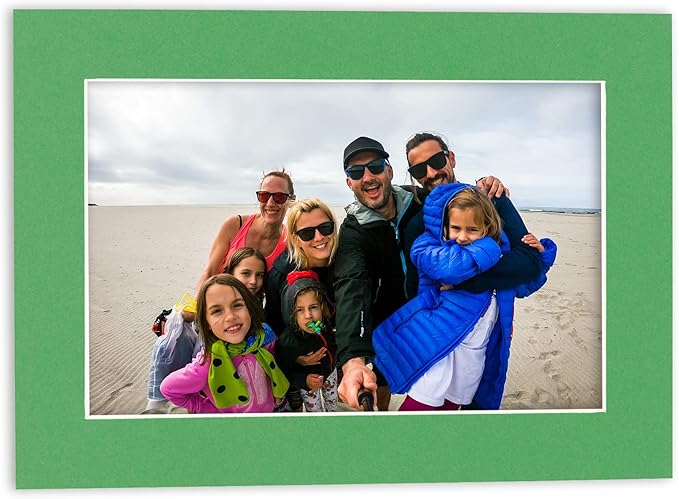 5x7 Mat for 8.5x11 Frame - Precut Mat Board Acid-Free Show Kit with Backing Board, and Clear Bags Bright Green 5x7 Photo Matte Made to Fit a 8.5x11 Picture Frame Matboard for Framing, Pack of 1 Mat
